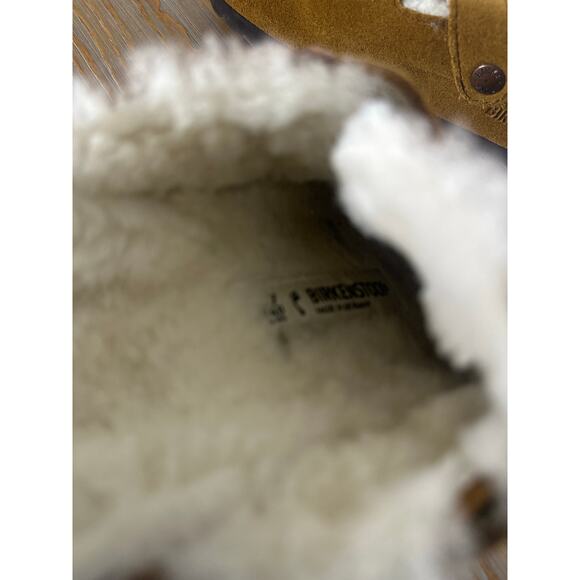 Birkenstock Clogs Size 37 Boston Slip On Suede Shearling Comfort Shoes - Picture 5 of 10